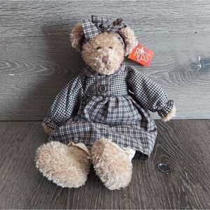 Russ Berrie Bears of the Past Bianca Dressed Country Girl Teddy Bear 15"